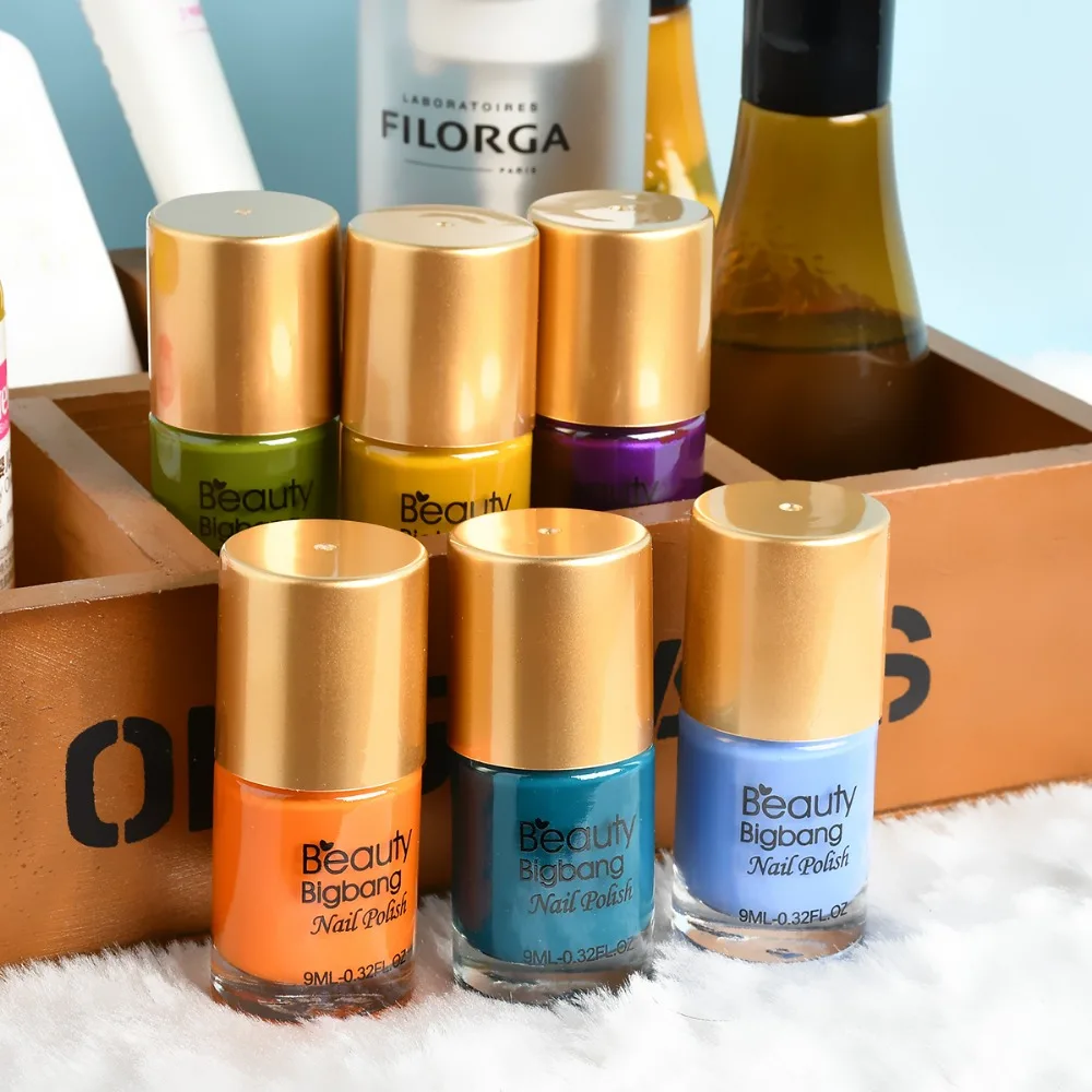 BEAUTYBIGBANG 9 мл 6 цветов стемпинг ногтей покрытие лак красочный дизайн ногтей пластина лак УФ-гель для ногтей Vernis A Ongle