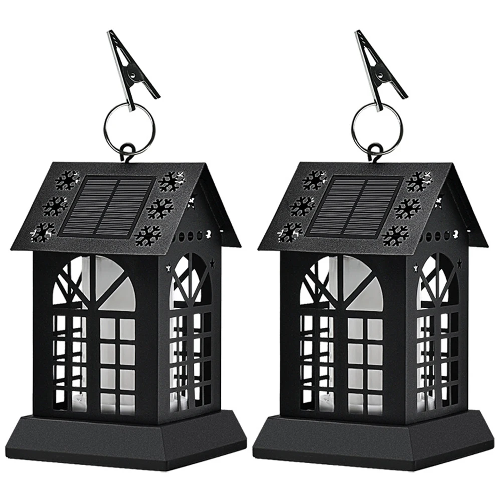 

2x Creative House Design LED Solar Flame Lights IP65 Waterproof Light Sensor Flickering Torches Lamp for Courtyard Garden Outdoo