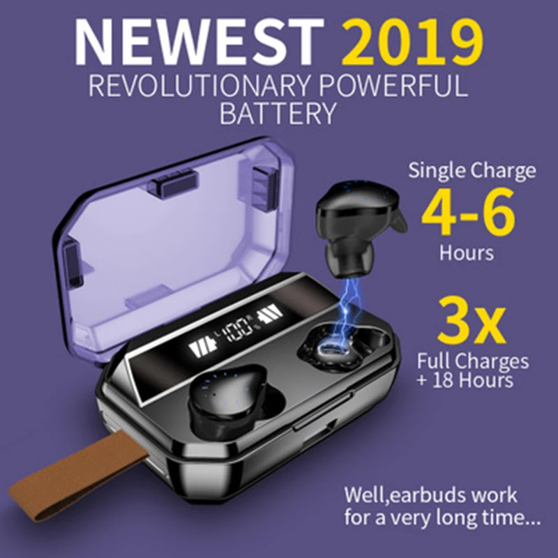 

X12 TWS 5.0 Stereo HiFi Bluetooth Wireless Sports Headset IPX7 Waterproof Headset Contact Airbuds 8000MAh with LED