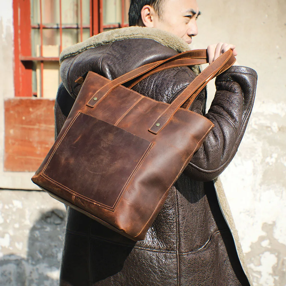 Coffee Leather Tote Bag | Aurora™