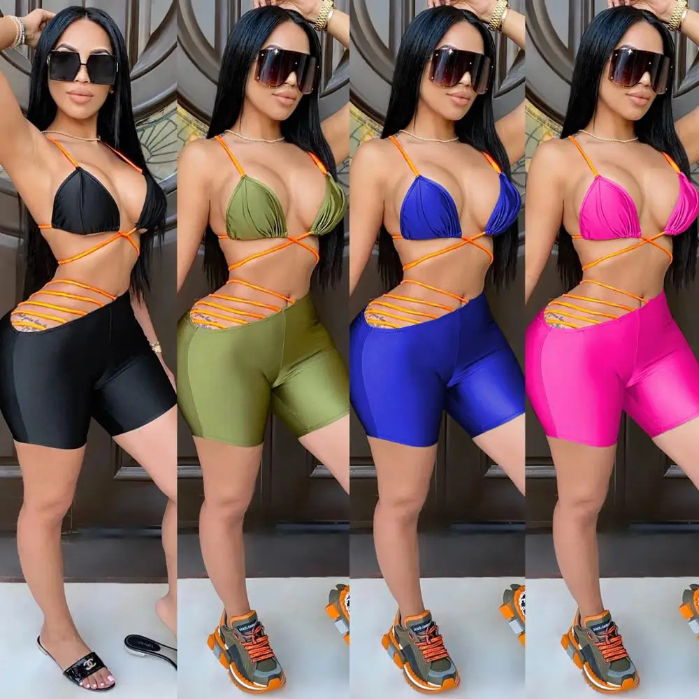 

New women's fashion sexy halter swimsuit strap cross strap