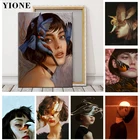 Абстрактная картина маслом на холсте с изображением женщины, девушки-птицы, для украшения гостиной, художественные плакаты и принты