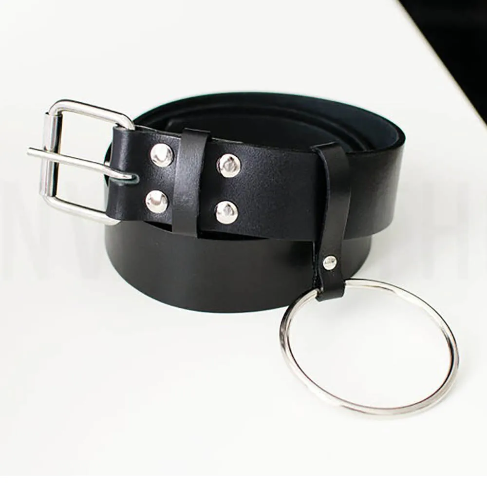 UYEE Leather Belt Edgy For Women Pastel Goth Fashion Leather Harness Leg Cage Body O-ring Belt Adjustable Waist Harness Punk Top
