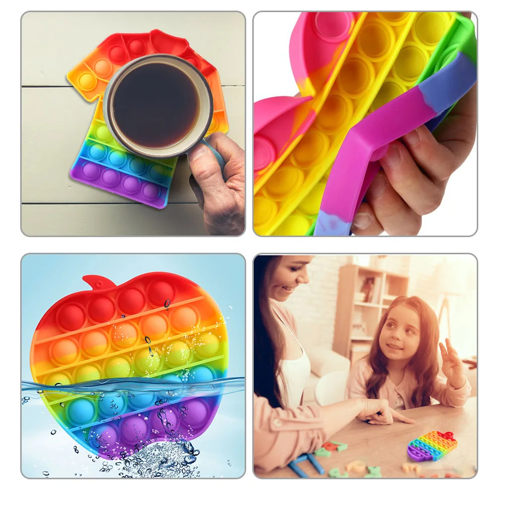 Juego de burbujas sensoriales para aliviar el autismo para ni&ntilde;os y adultos, juguete inquieto de dinosaurio, pulpo, helado-2