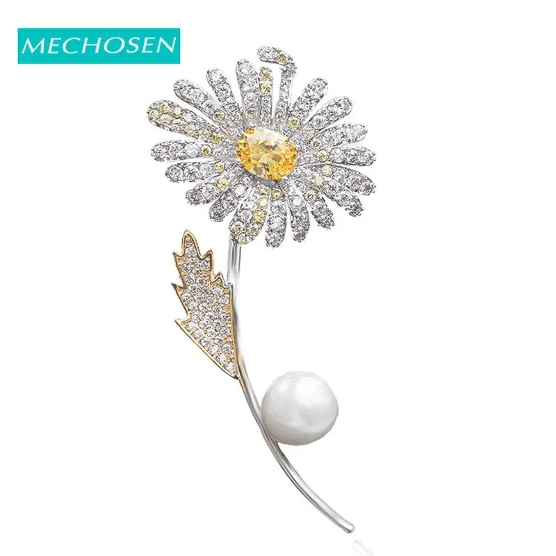 Женская Брошь В Виде Цветка mechoose брошь с кристаллом желтого цвета и фианитом