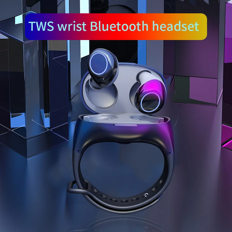 TWS Bluetooth 5,0, беспроводные наушники, спортивные наушники с громкой связью, гарнитура с смарт-браслетом, часами, фитнес-браслетом
