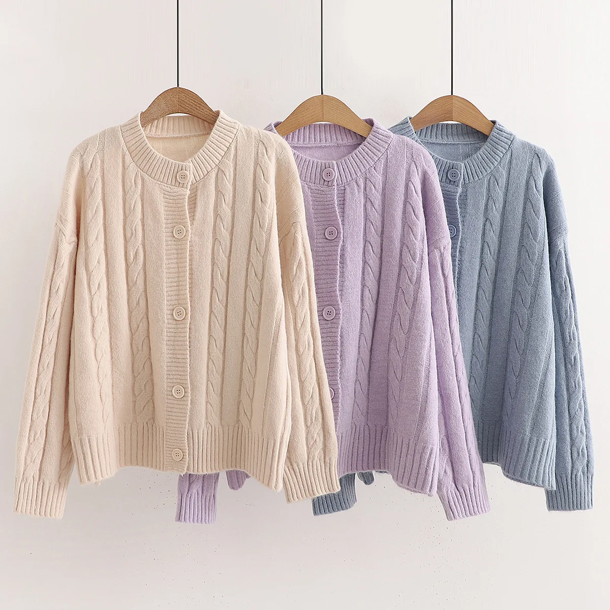 

Женский трикотажный кардиган, повседневный однотонный вязаный свитер в Корейском стиле, свободная теплая верхняя одежда, осень-зима 2021