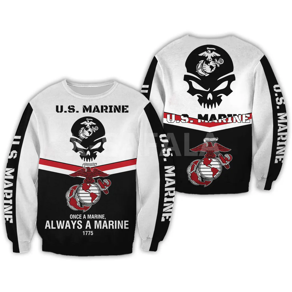 

Skull Once A Marine Always A Marine 3D Print XS-7XL Hoodie Man Women Harajuku Outwear Zipper Pullover Sweatshirt Casual Unisex