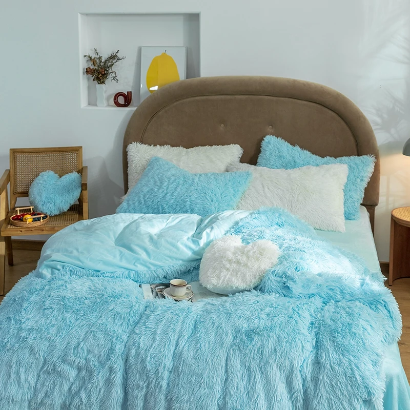 Пододеяльник зимнее очень теплое плюшевое бархатное постельное белье комплект