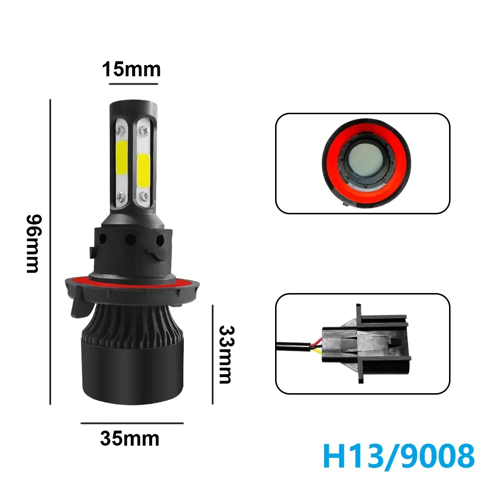 1 пара Автомобильные светодиодные лампы с 4 боковыми лампами CSP 6000K H4 H7 H11 H13 9004 9005 9006