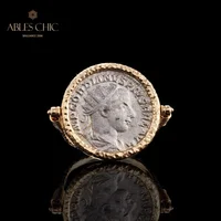 Solid 18K Gold Authentic Roman Republic Antique Silver Coin Ancient Sculpture Vintage Byzantine Ring 8.48g