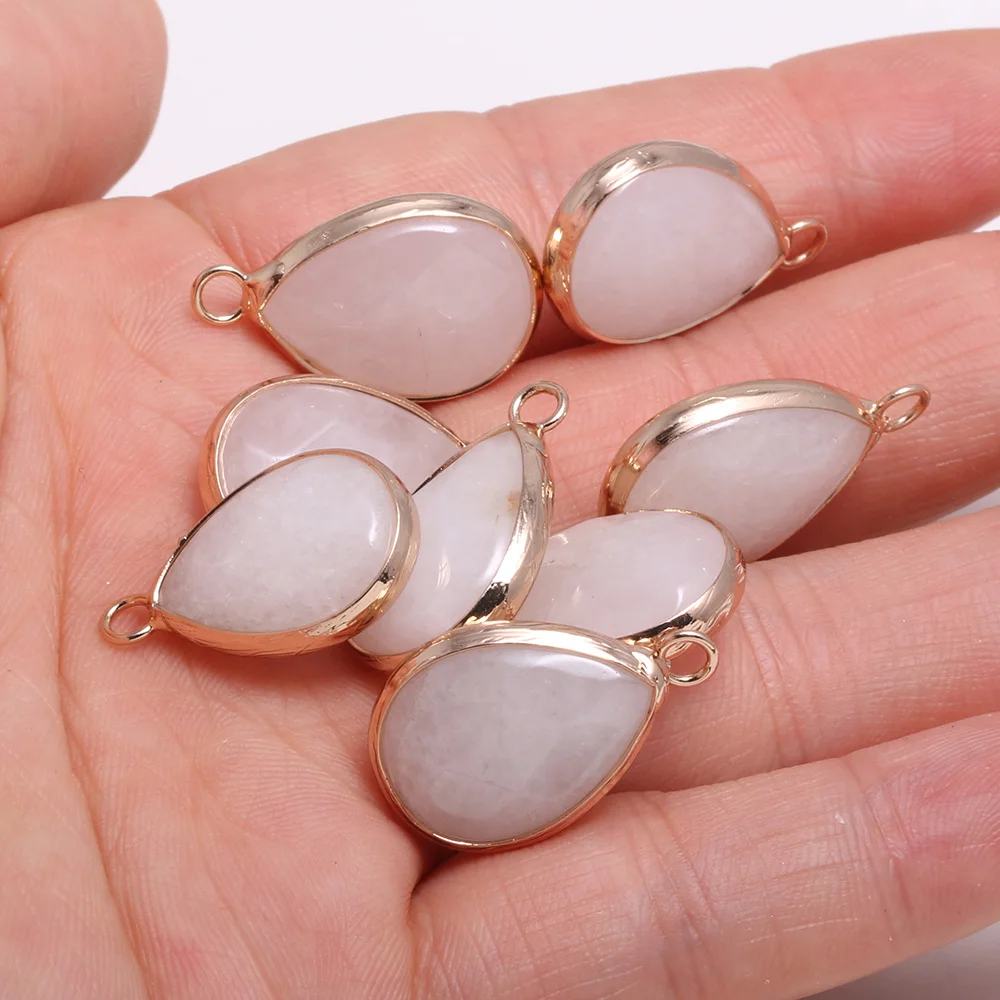 

2pcs Drop-shaped Faceted Charm Pendant White Stone for Jewelry Making DIY Nacklace Earring 13x23mm