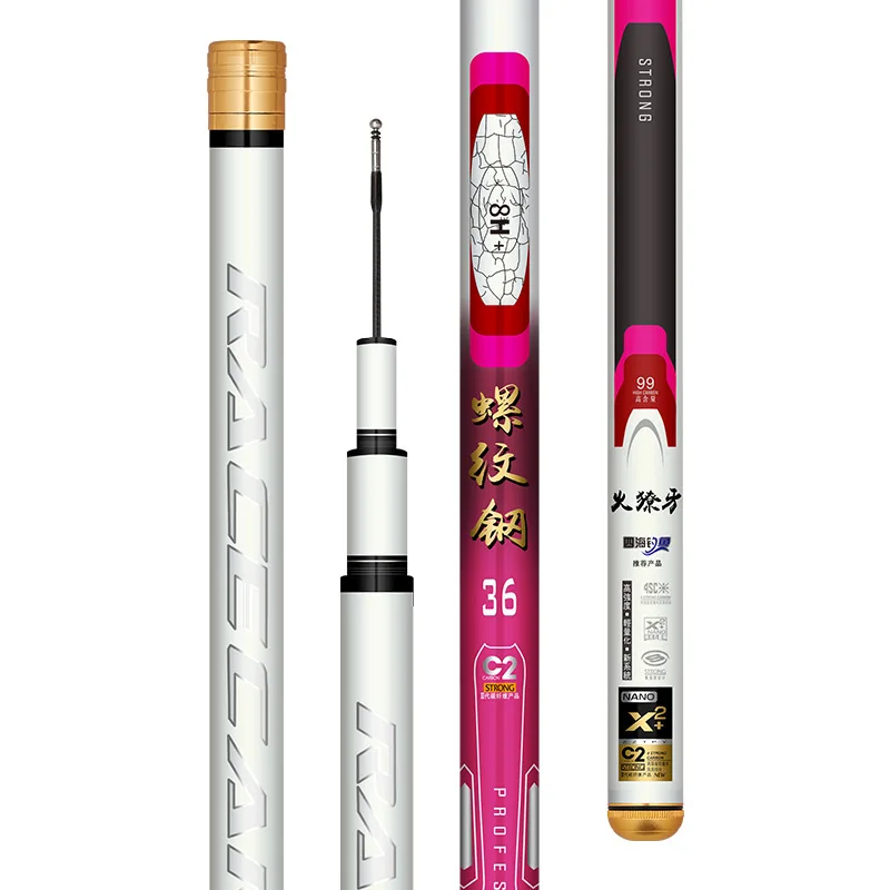 

8H Carbon Fishing Rod 19 Tone taiwan Fishing Rod Ultra Light Ultra-Hard Violent fish Rod 2.7M-5.7M for big fish Double tips