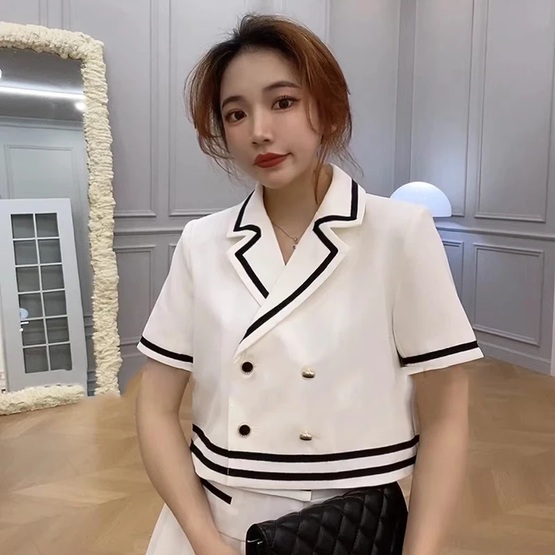 

GALCAUR Casual Two Piece Set For Women V Neck Short Sleeve Tops High Waist Mini Ruched Skirts Solid Sets Female Fashion 2021 New