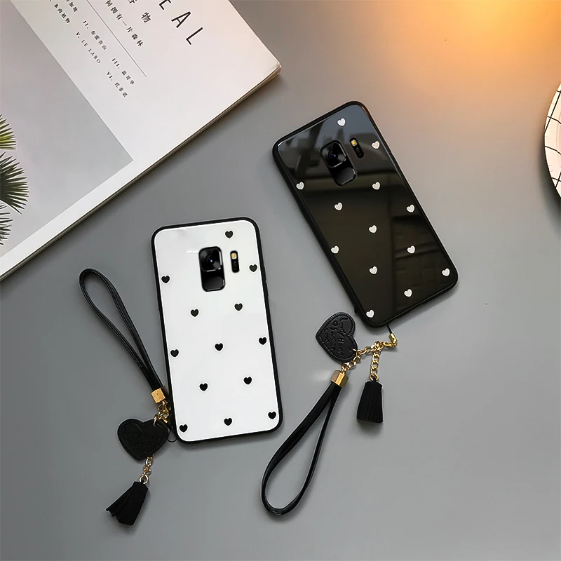 Стеклянный чехол BONVAN для Samsung Galaxy S8 S9 S10 Plus S10e жесткий с любовным сердцем и