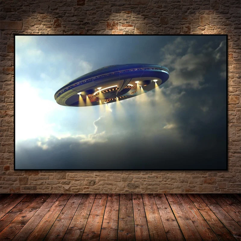 НЛО инопланетянин летающая тарелка Абстрактная Картина на холсте Постер печать
