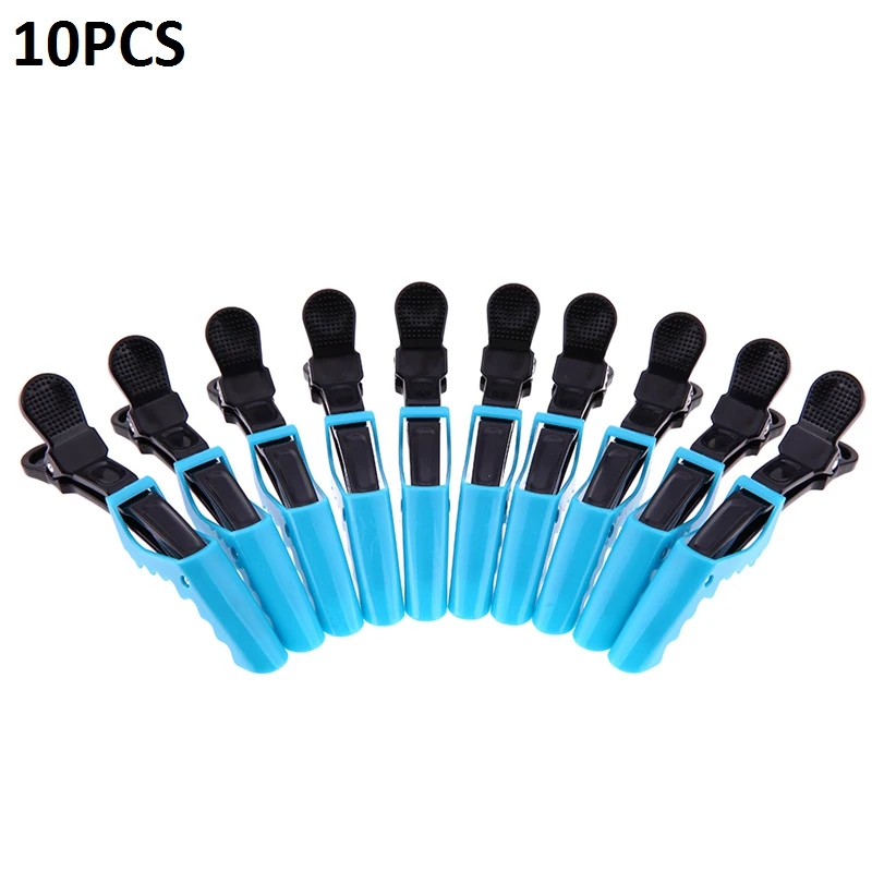 10pcs Blue 5/6/10 шт. Заколки для волос рот Профессиональный Парикмахерские клюв секционирования Зажимы Крокодил заколки для волос Щипцы для укладки волос - Цвет: 10pcs Blue
