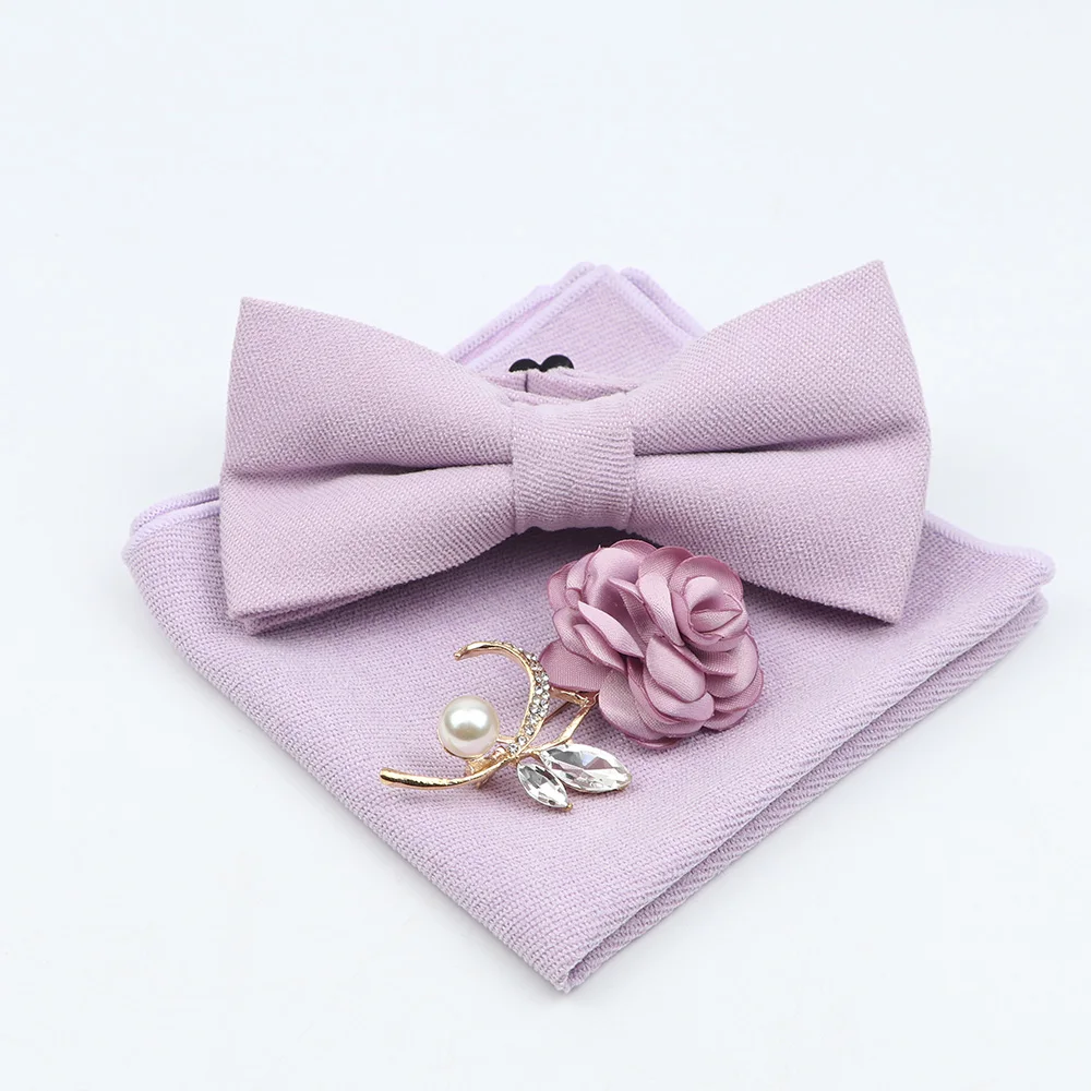 Мужская мягкая микро замша бабочка Карманный платок Набор Винтажная брошь в виде