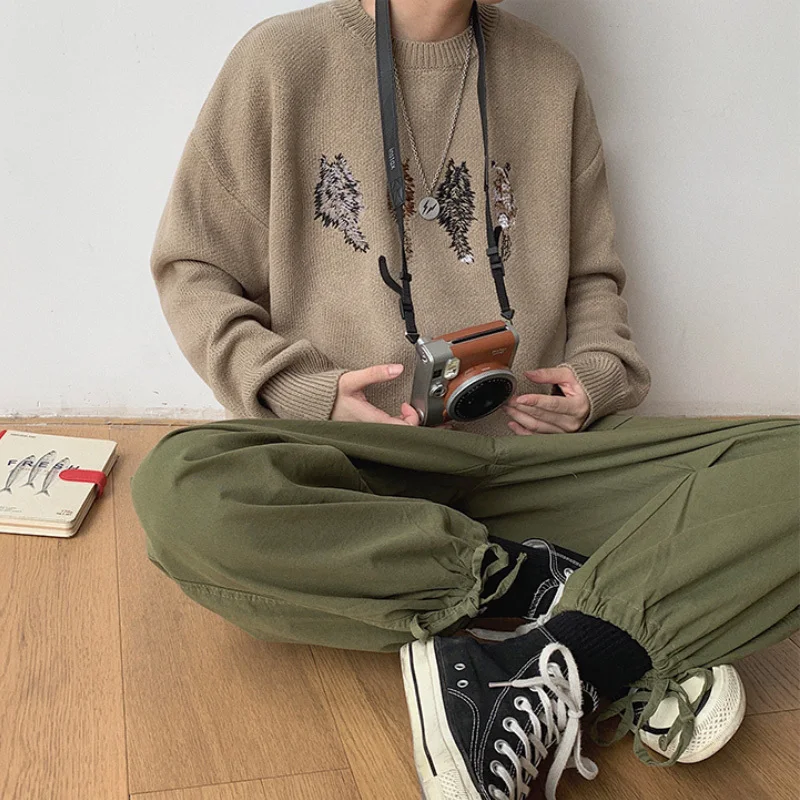 2019 весна и осень Новый японский сплошной цвет круглый вырез снизу набор вышитый