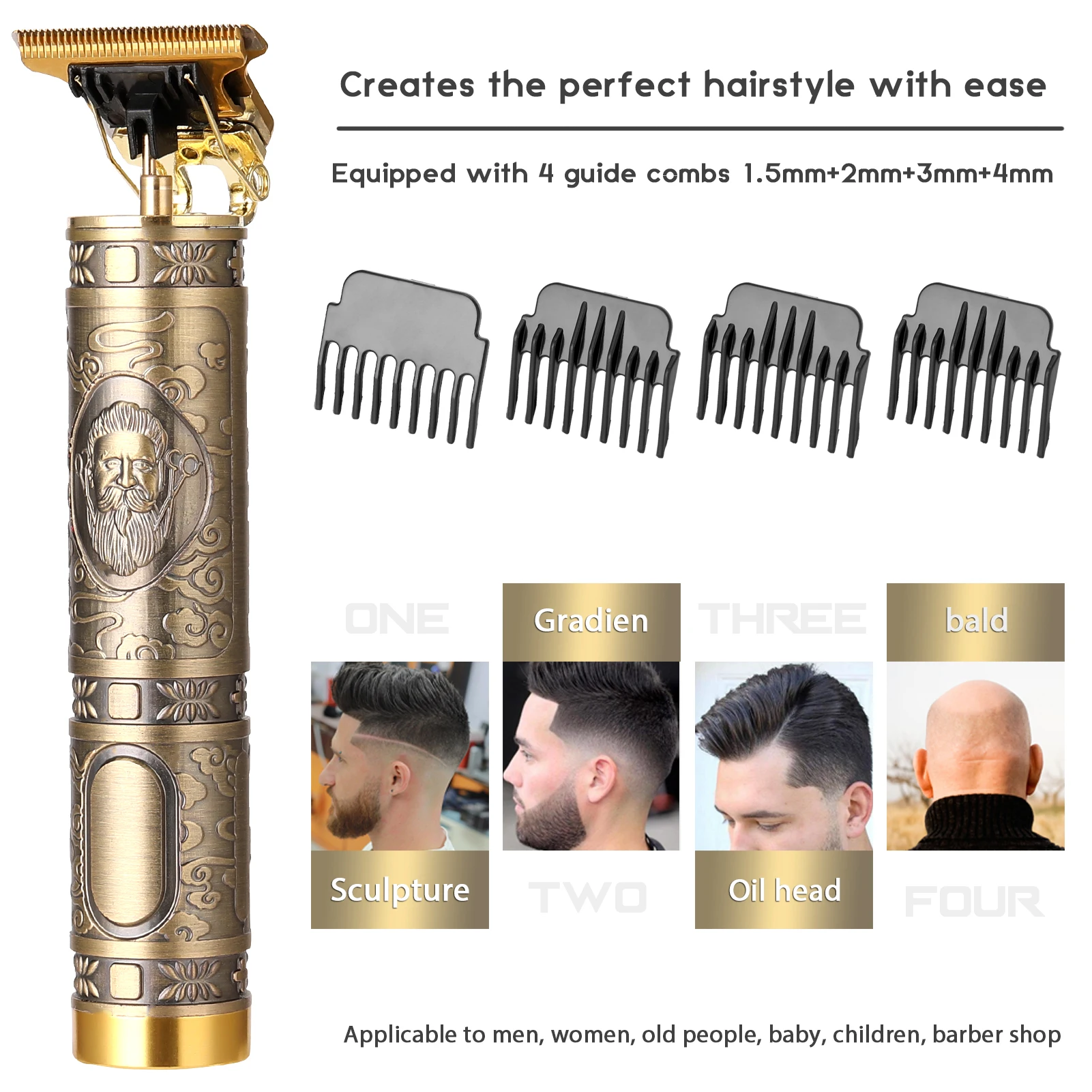 

Battery Hair Cutter Professional USB Hair Trimmer Men Rechargeable Electric Powerful Haircut Machine Carving Hair Tool