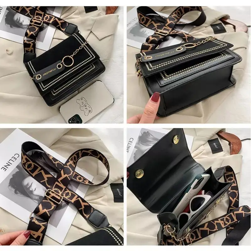 

Fashion Crossbody Bag for Women 2021 Luxury Simple Elegant Splicing Shoulder Bag Ladie Design PU Leather Purse and Handbags
