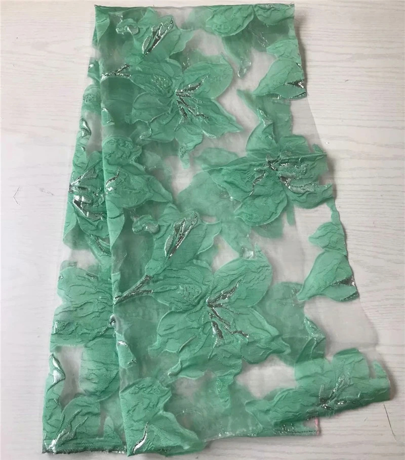 

African Tulle Lace Fabric Jacquard French Mesh Lace Flower Embroidery Net Material 5Yards