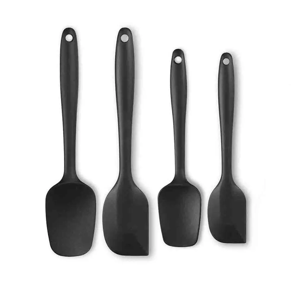Black set of 4 Набор силиконовых лопаточек, Профессиональные Термостойкие лопатки, формы для выпечки и кондитерских изделий для украшения тортов - Цвет: Black set of 4
