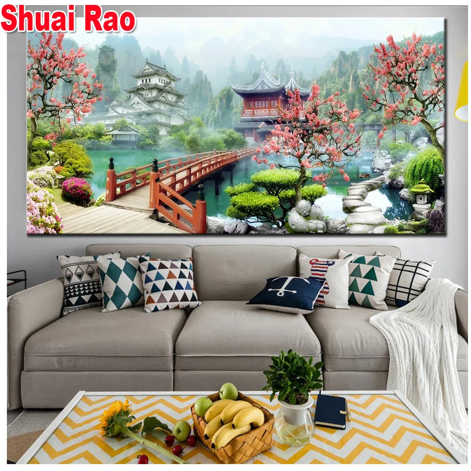 

5 d diamond painting landscape 3d diy handmade,full square round diamond embroidery rhinestones tree cross stitch kits,