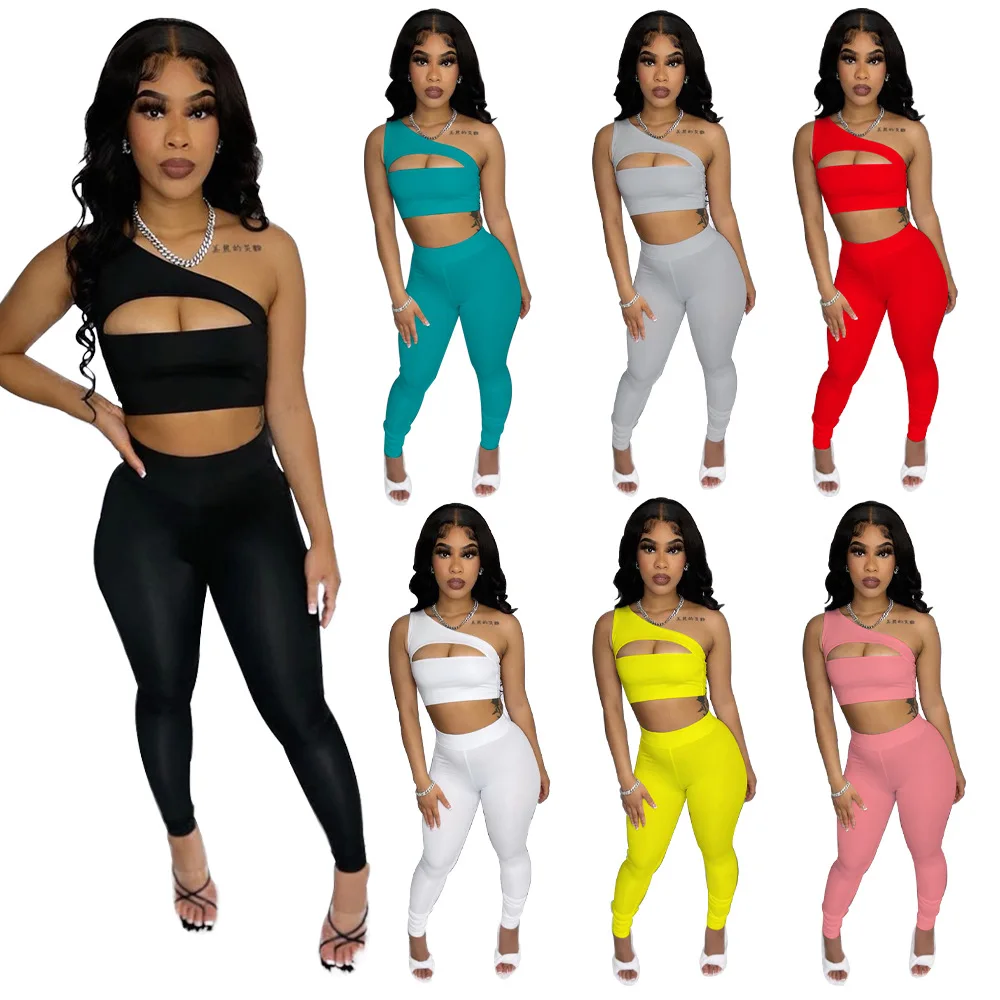 

Chiclover летняя одежда для женщин оптом предметы Ночная Клубная одежда комплект из двух частей сексуальный нестандартный жилет и леггинсы брю...