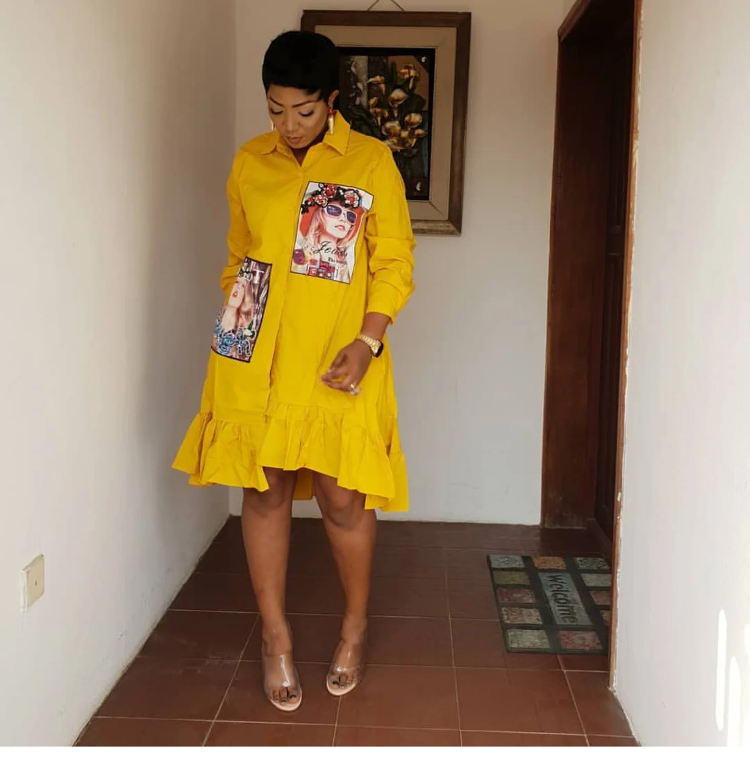 

African Dresses For Women 2019 New African Bazin Long Sleeve Dashiki Dress For Lady Africa Clothing Robe Africaine Shirt Dress