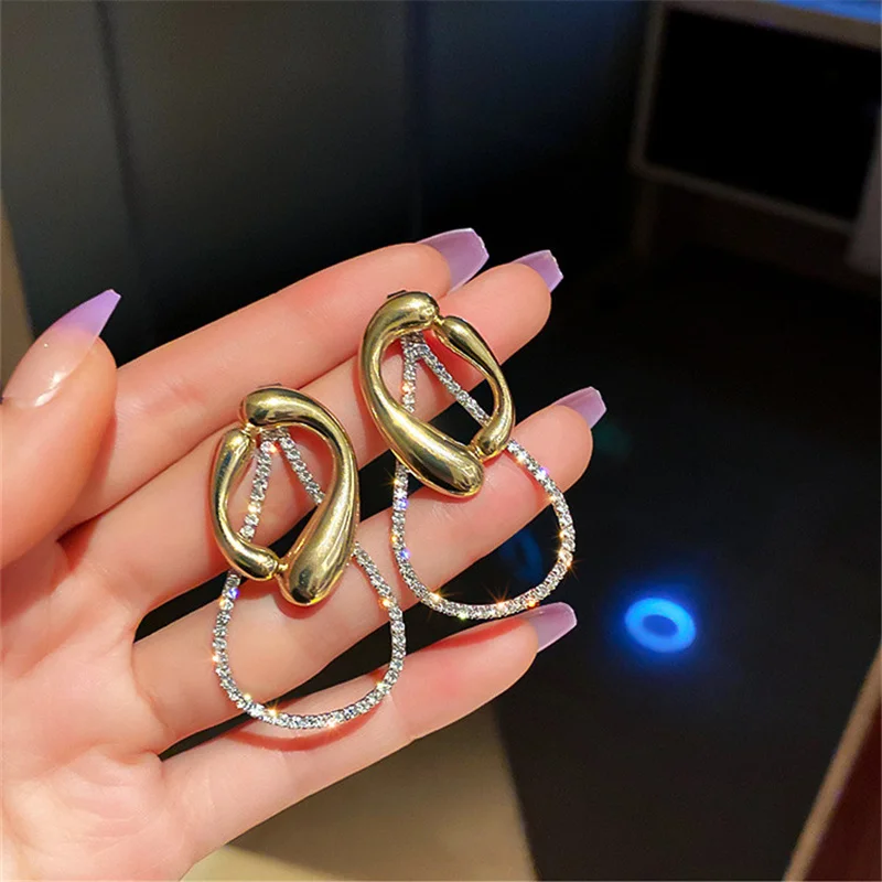 

FYUAN Geometric Rhinestone Drop Earrings for Women Big Water Drop Dangle Earrings Party Jewelry Accessories