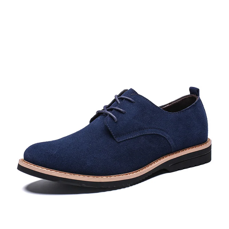 

New Men Casual Shoes Men High Quality Split Leather Men Dress Shoes Fashion Suede Flats Moccasins Lace Up Men Oxfords Shoes