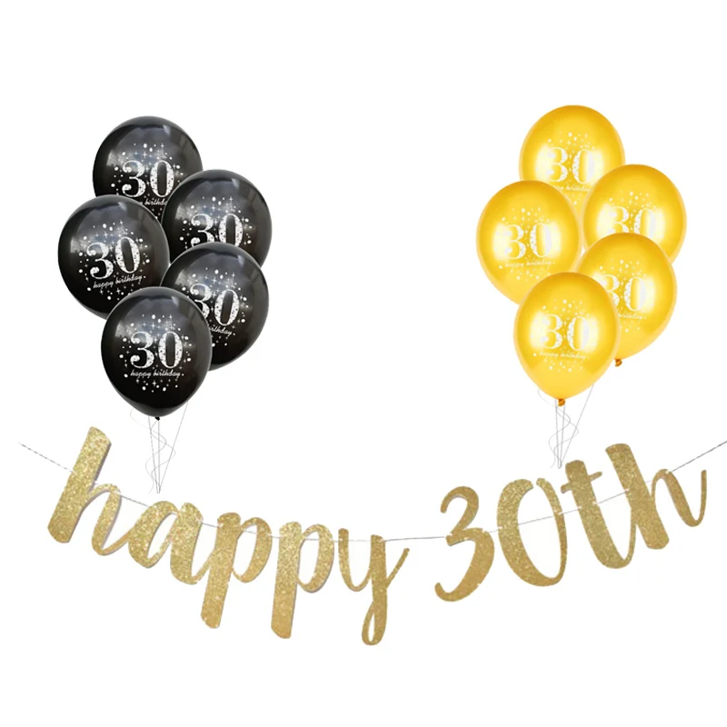 happy 30th 30 годовщина украшения 30 знак латексный шар 30 лет воздушный шар Бумага салфетка под тарелку кружку для 30-летнего дня рождения - Цвет: happy 30th