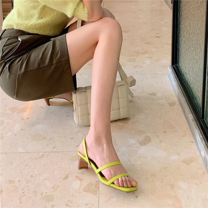 

MORAZORA 2021 New Arrival Women Sandals Genuine Leather Ladies Casual Shoes Summer High Heels Square Toe Party Sandals