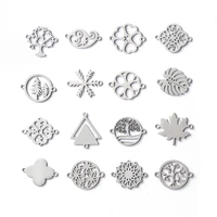 diy jewerly component stainless steel connectors christmas tree maple leaf palm paisley pattern accessories findings 5pcs lot