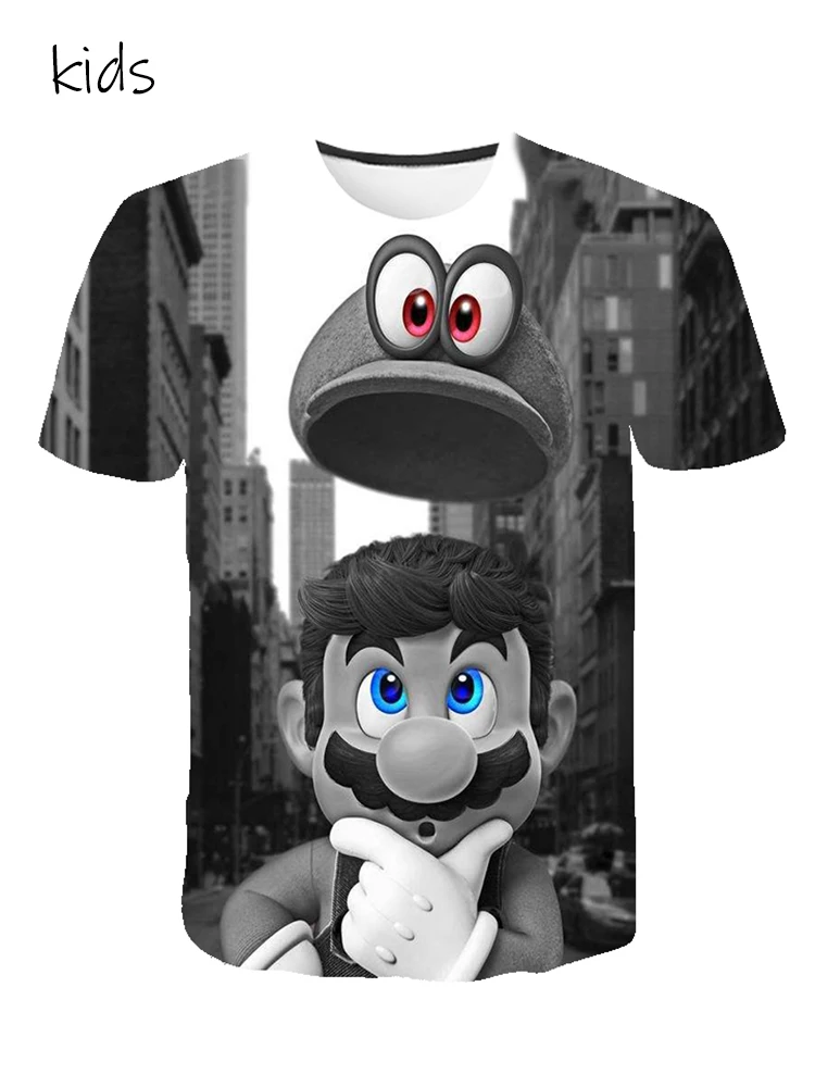 Последняя классическая летняя футболка Harajuku Super Mario Детская в стиле хип хоп с 3D