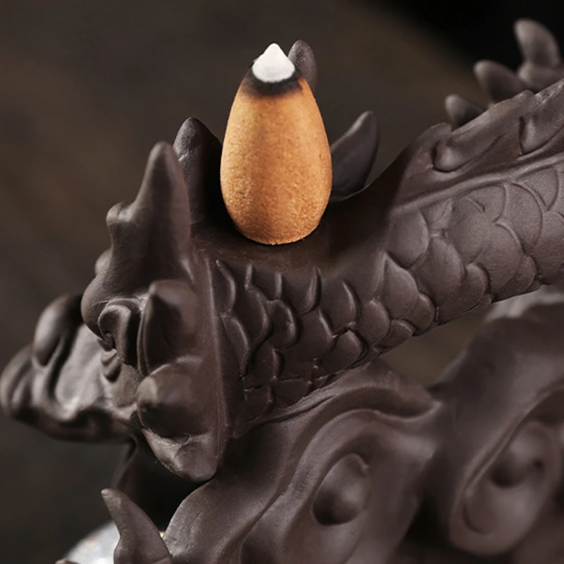 

Dragon LED Backflow Cone Incense Burner Waterfall Incense Holders Home Decor Decorations Statue Ornaments Handmade Gift and H051
