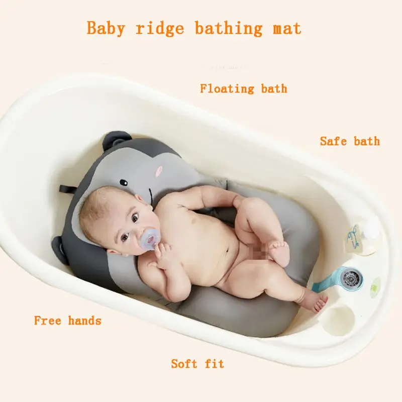 

ZZ-Baby Bathtub Newborn Baby Boys Girls Foldable Soft Cartoon Animal Bathtub Pad Support Cushion Mat