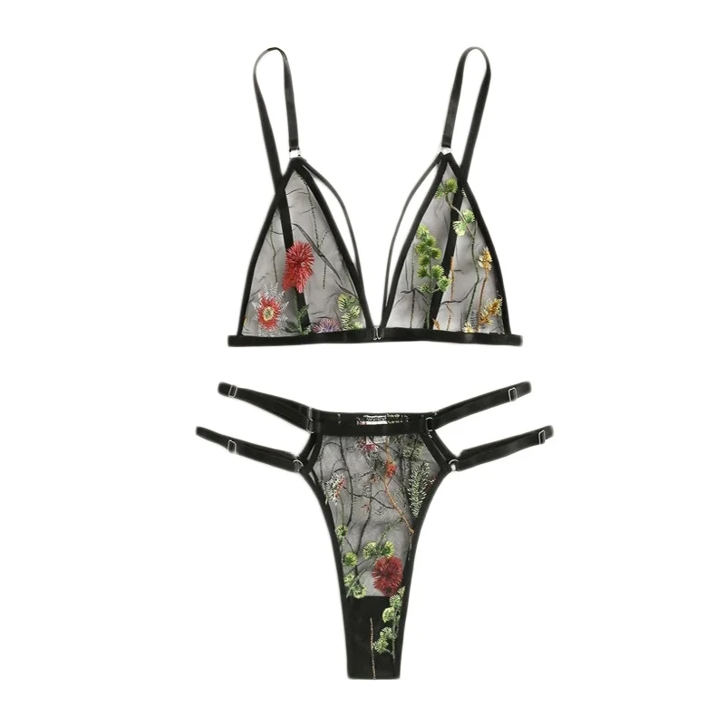 

Сексуальный перспективный Дамский комплект нижнего белья с вышивкой просвечивающий женский сексуальный костюм с принтом