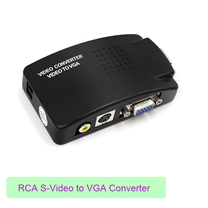 Видео из AV в VGA конвертер адаптер RCA VGA конвертер портативных ПК видео ТВ RCA композитный s-видео AV в к ПК VGA ЖК-дисплей конвертер Распределительная коробка черный