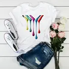Цветная женская футболка с 3D-принтом лака для ногтей, модный топ с коротким рукавом, футболка с принтом Tumblr, футболка с графикой в стиле Харадзюку, топ, женская одежда