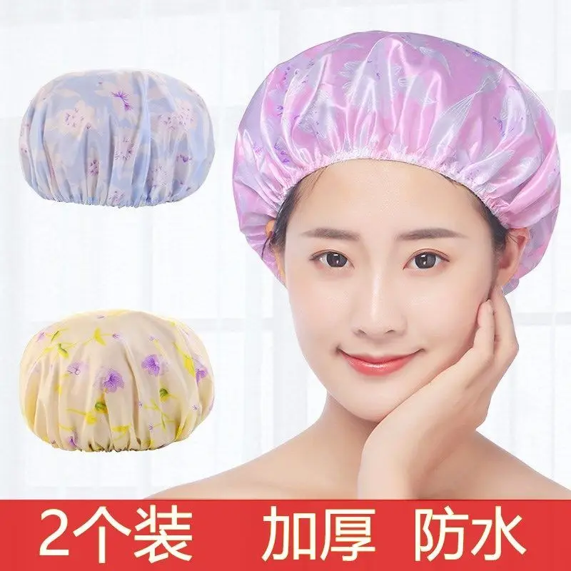 

Household Waterproof Shower Cap Thicken Bath Hat Bathing Caps For Women Spa Accessories Anti-smoke Hair Cover Bathroom Supplies