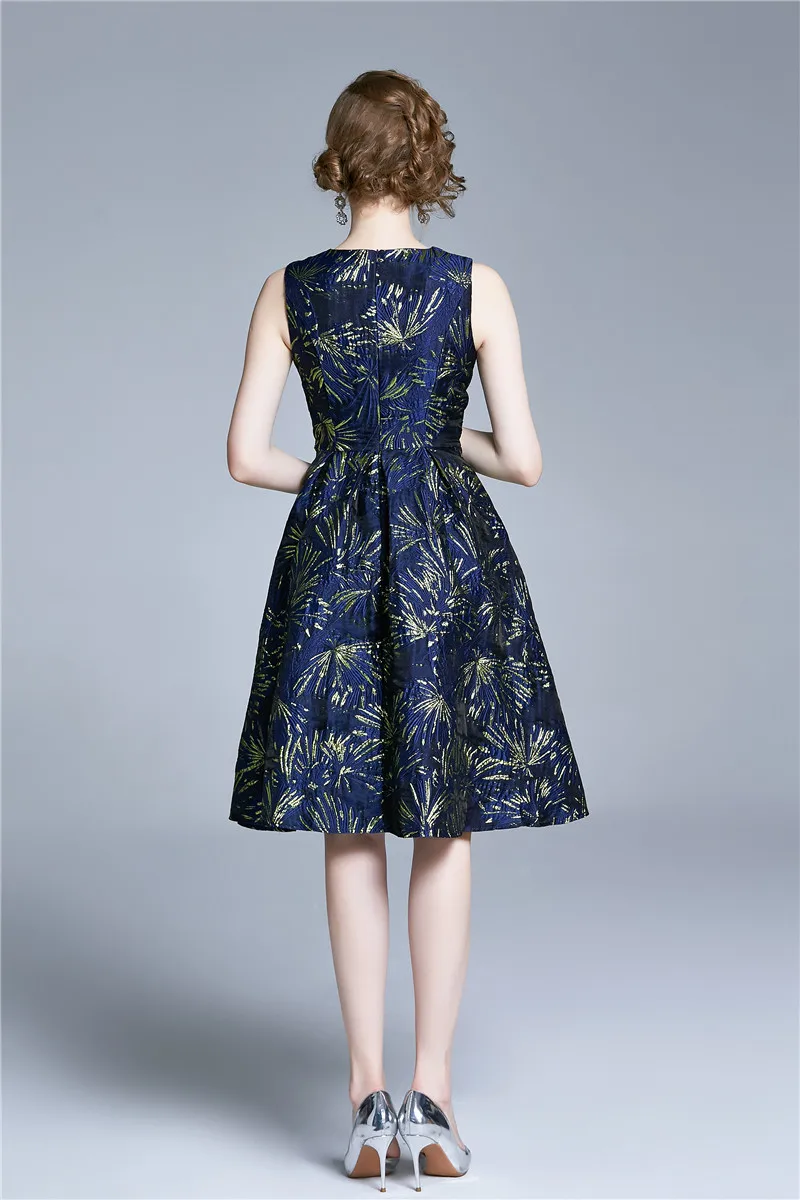 

Elegant Designer Women Dress Woman Autumn Luxury Sexy Jacquard Dress Vintage A-Line Party Robe Female Tank Dresses Vestidos