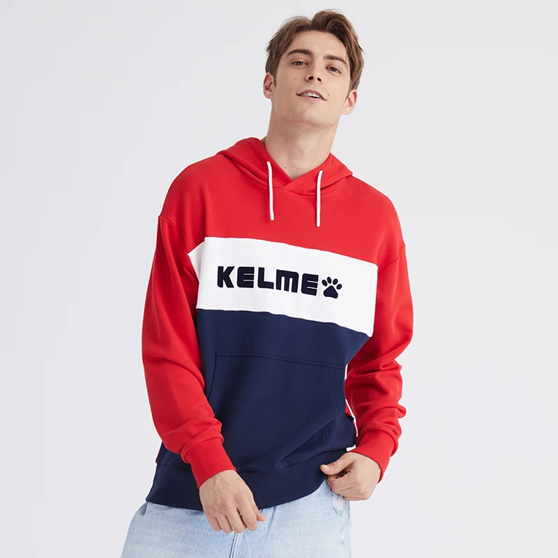 KELME мужские толстовки с капюшоном в стиле пэчворк цветная Толстовка хип-хоп
