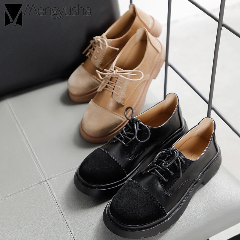 Европейская брендовая замшевая обувь на рифленой подошве Женские Лоскутные