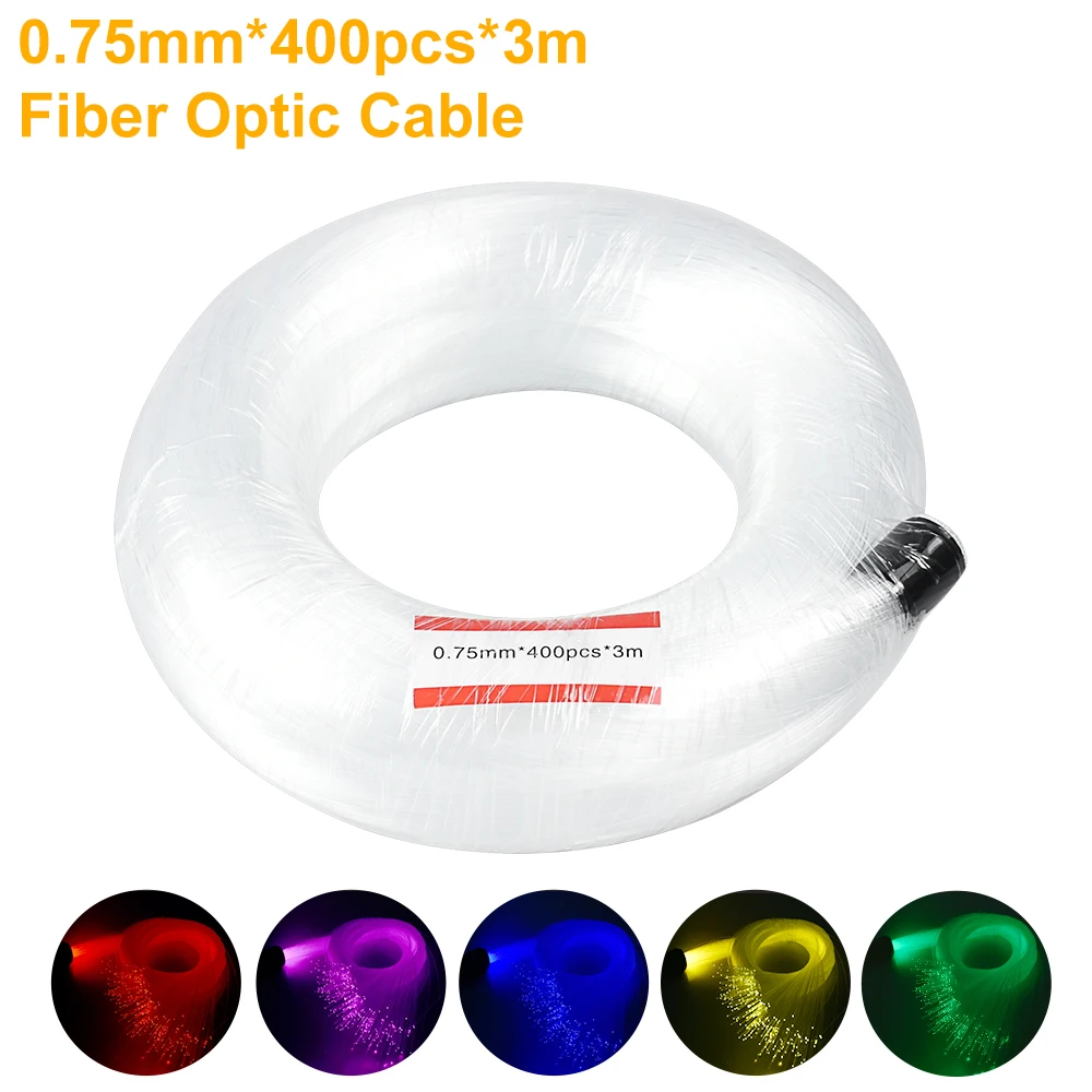 

0.75mm*400PCS*3M PMMA Plastic Optical Fiber Cable End Glow For Starry Sky Light Source Machine Indoor Decoration