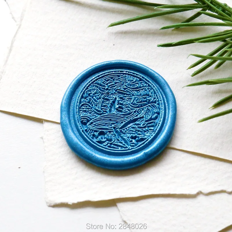 Кит в море печать свадебный подарок день рождения деревянный воск для вечеринки