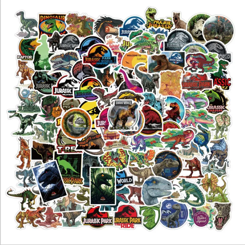 

100 pcs Jurassic Park Dinosaurs Graffiti Waterproof Skateboard Travel Suitcase Phone Laptop Luggage Stickers Cute Kids Girl Toy