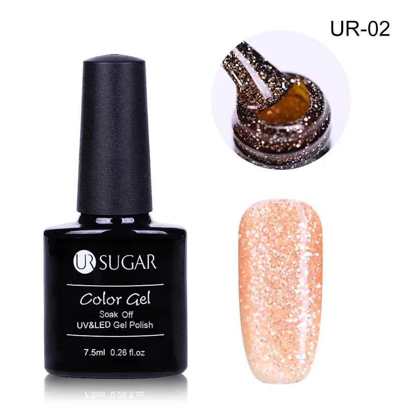 Rose gold2 Ur Sugar 7,5 мл голографический лак для ногтей Блеск УФ-гель для ногтей Platinum лак мерцающий Маникюр замачивающийся лак для ногтей - Цвет: Rose gold2