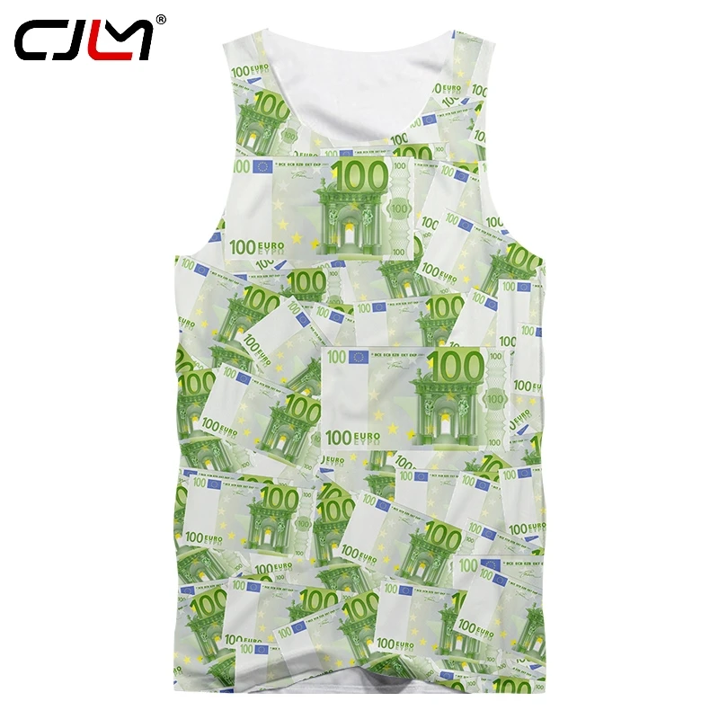 

CJLM 3D Full Printing Casual Cool Print EUR Money Vest Man Hiphop Banknote Tank Top Harajuku Oversize Men's Clothing Wholesale